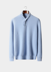 PREMIUM CASHMERE ZIGZAG BUTTON SWEATER
