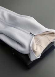 PREMIUM CASHMERE TWO -TONE ZIPPER HOODIE
