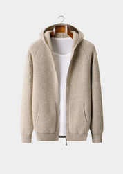NOBA WOOL RIBBED ZIPPER HOODIE