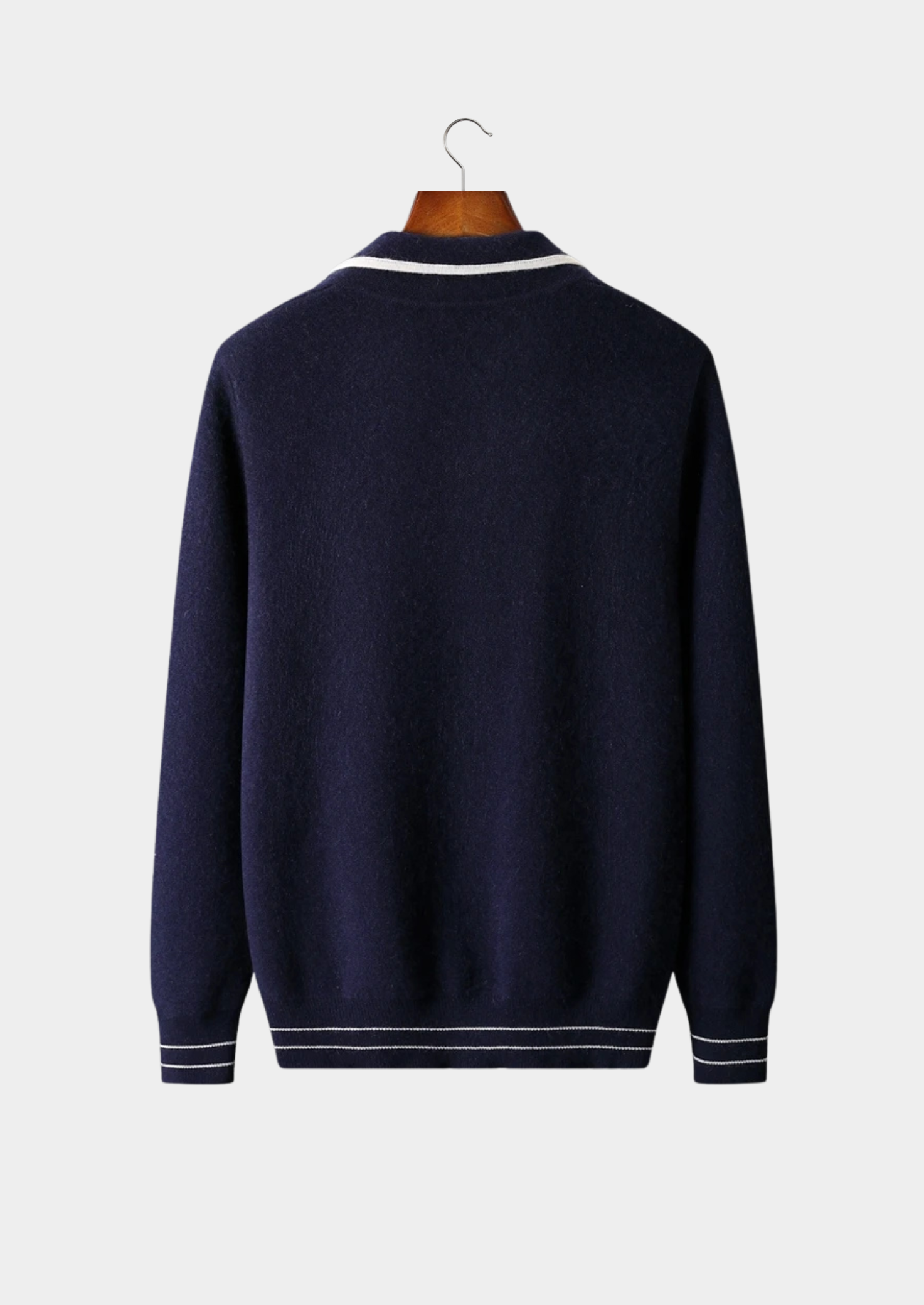 NOBA WOOL TWO-TONE POLO CARDIGAN