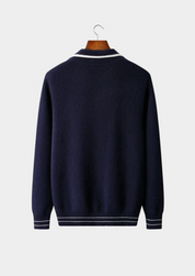 NOBA WOOL TWO-TONE POLO CARDIGAN