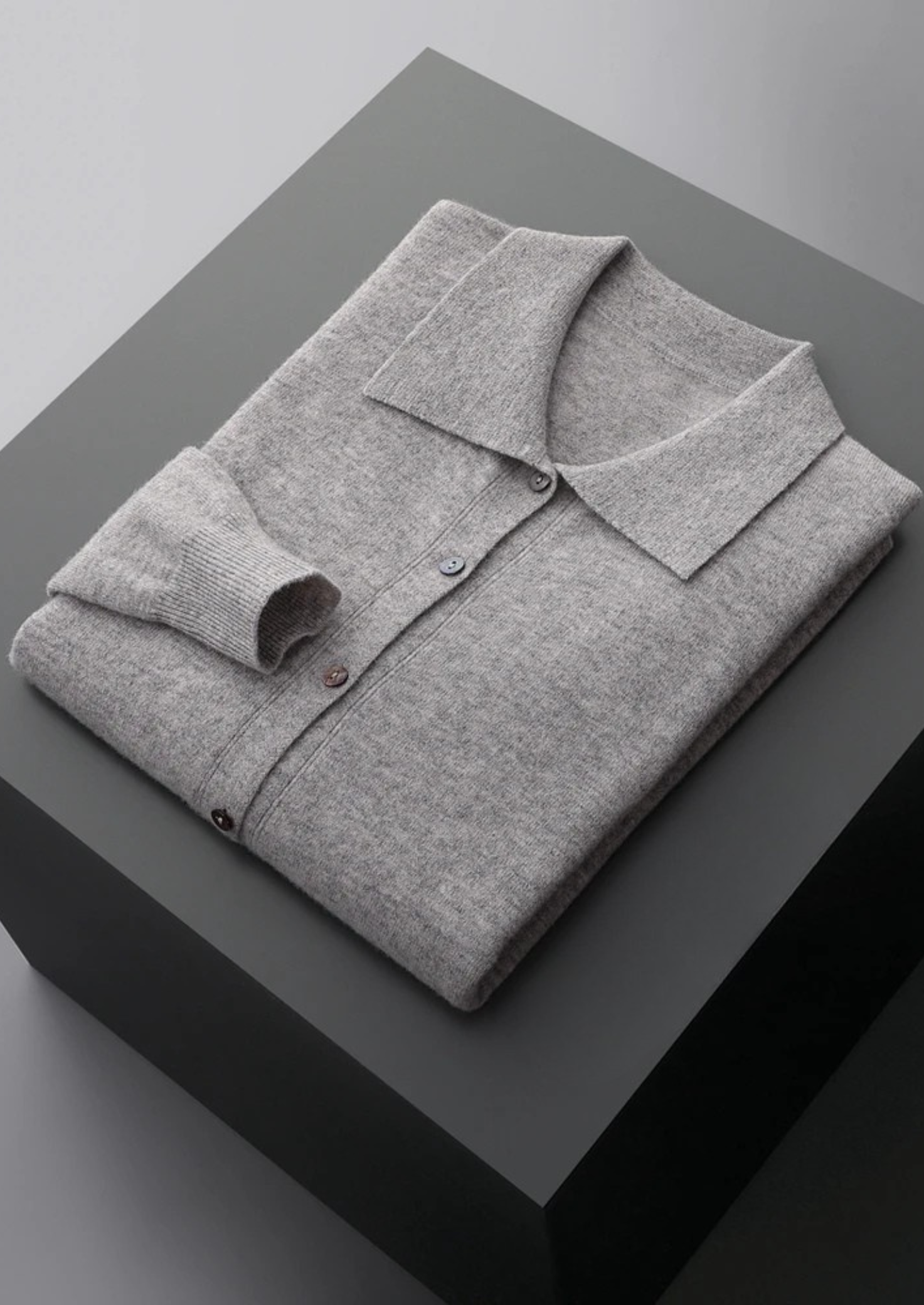100% CASHMERE POLO CARDIGAN