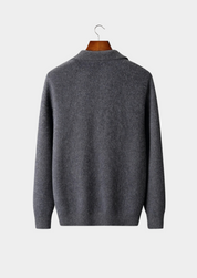 PREMIUM CASHMERE ZIP POLO CARDIGAN