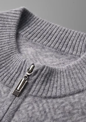 PREMIUM CASHMERE PATTERNED HALF-ZIP SWEATER