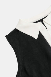 Contrast Trim Collared Polo Tank Top