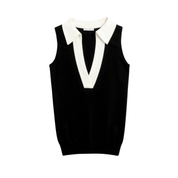 Contrast Trim Collared Polo Tank Top